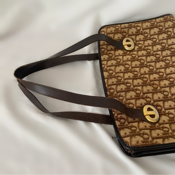 Vintage Christian Dior handbag purse designer brown tan trotter shoulder - Picture 5 of 8